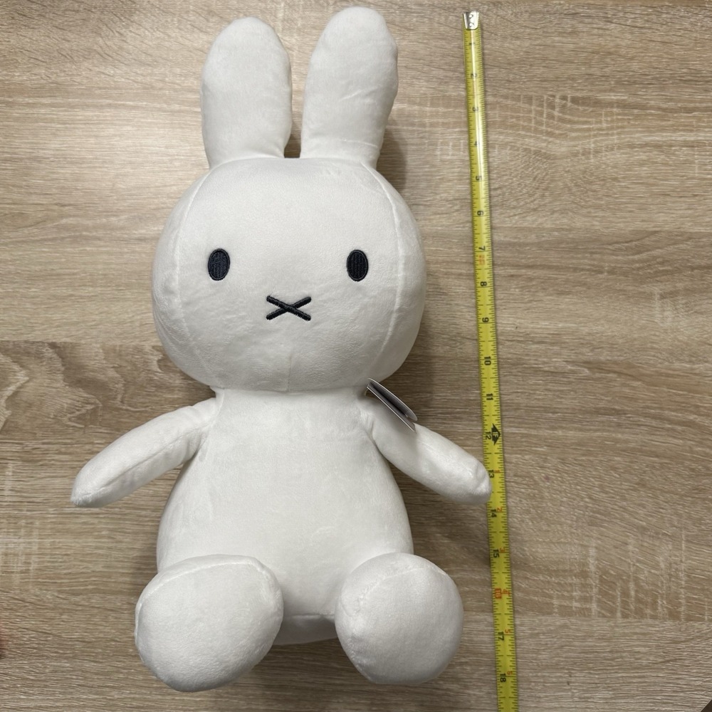 MIFFY White 14" Stuffed Plush w/ Hawaiian Floral Pink‎ Plumeria Flower Hair Clip - Picture 11 of 12